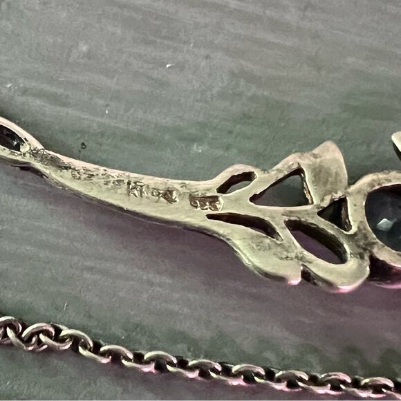 Sterling Silver with Blue Gem Necklace - Picture 6 of 10